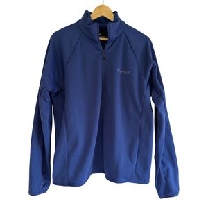 Marmot Mens Blue Grid Fleece Quarter Zip Pullover M15391 Large L G Mock Neck
